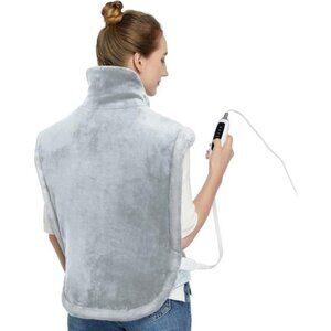 Large Heating Pad Neck Shoulder Back Pain Relief Electric Weighted Heat Pad Grey